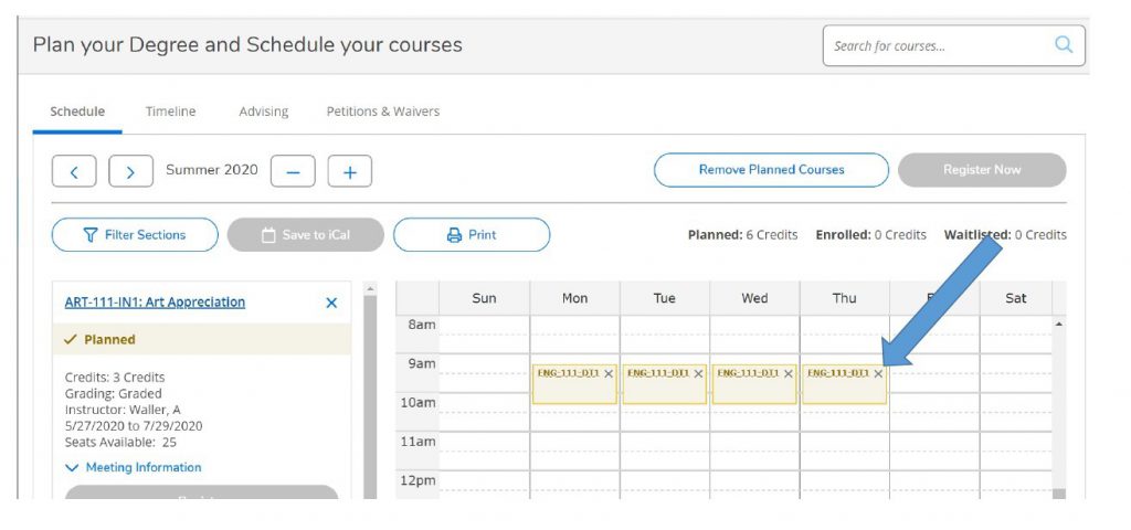 Planned sections will be in yellow