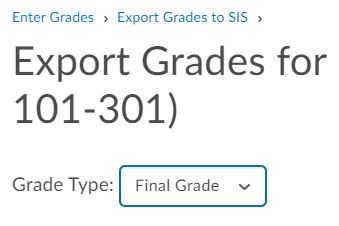 Final Grade Drop Down