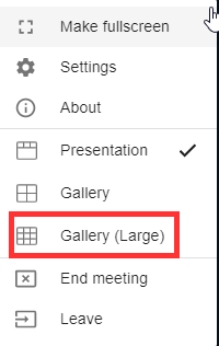 Bongo Virtual Classroom Toggle to Large Gallery View