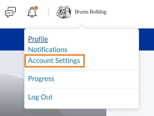 Account Settings Link in D2L