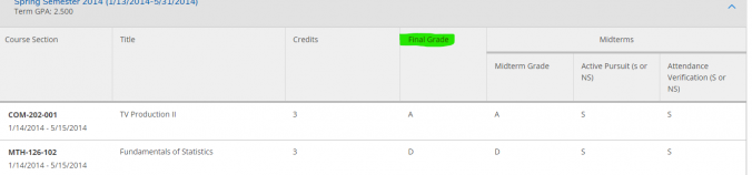 student self service page