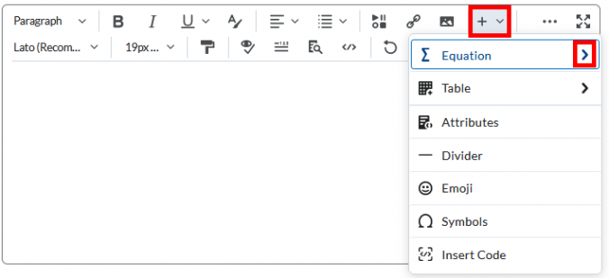 Example of inserting an equation into D2L