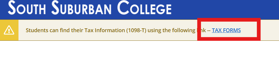 SSC Self-Services alter with a box drawn around the tax forms link.