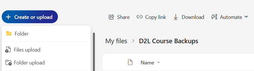 Create > Files Upload. 